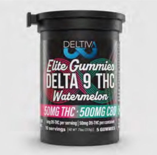 Deltiva Dispensary Grade Elite Gummies - 10 to 1 Ratio - D9 & CBD - Compliant (Under 0.3% THC) [C-DV-G]