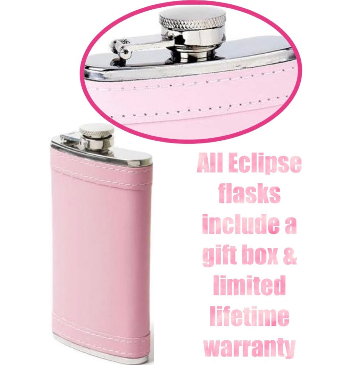 6oz Stainless Steel Flask w/ Pink Wrap [FL-9]
