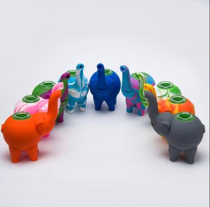 4.8" Silicone Elephant Bubbler - Assorted Prints [BUB-S-94]