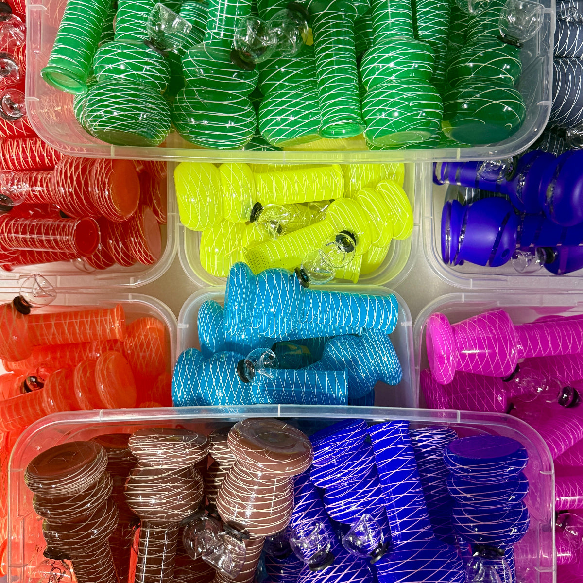 5" Water Pipes in a Variety of Shapes & Line Designs - Assorted Solid Colors [WP-G-18-9]