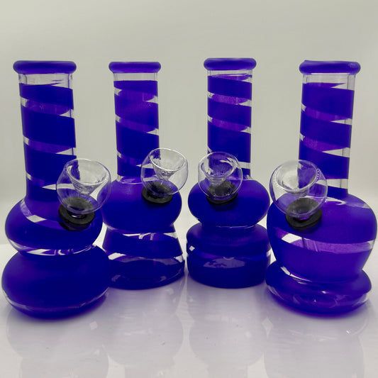 5" Water Pipes in a Variety of Shapes & Striped Styles - Deep Purple [WP-G-18-3B]