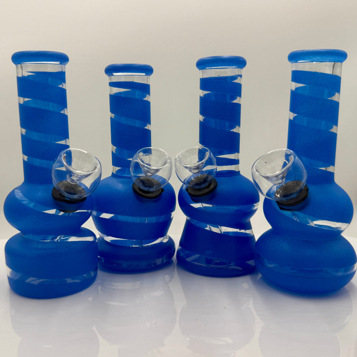 5" Water Pipes in a Variety of Shapes & Striped Styles - Dark Blue [WP-G-18-3C]