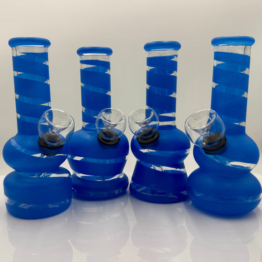 5" Water Pipes in a Variety of Shapes & Striped Styles - Dark Blue [WP-G-18-3C]
