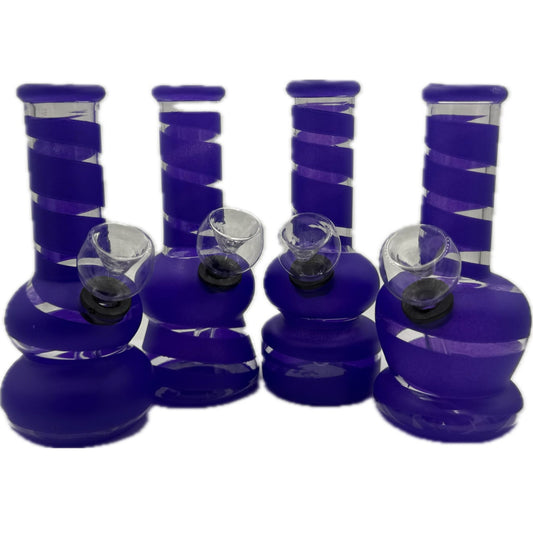 5" Water Pipes in a Variety of Shapes & Striped Styles - Deep Purple [WP-G-18-3B]