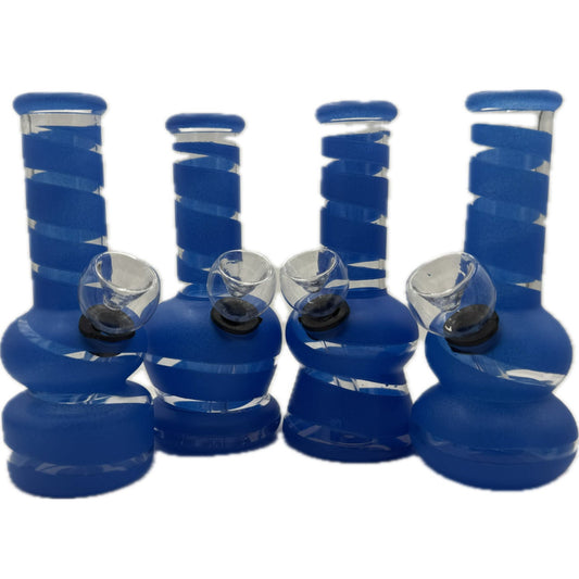 5" Water Pipes in a Variety of Shapes & Striped Styles - Dark Blue [WP-G-18-3C]