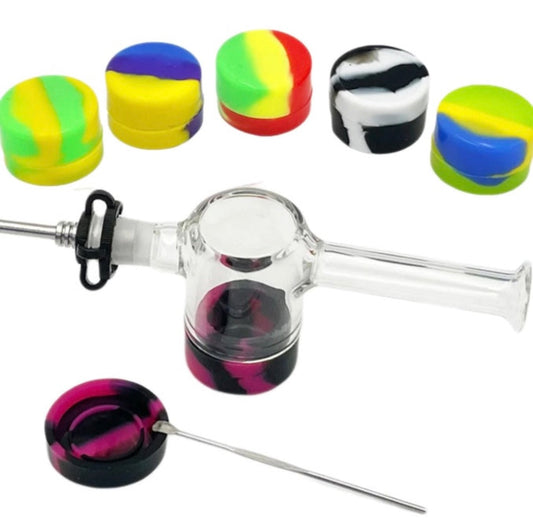 Nectar Collector w/ Nail, K. Clip, Reclaim Catcher, Lid & Dab Tool - Assorted Sizes & Colors  [NC-G-82 (A or B)]