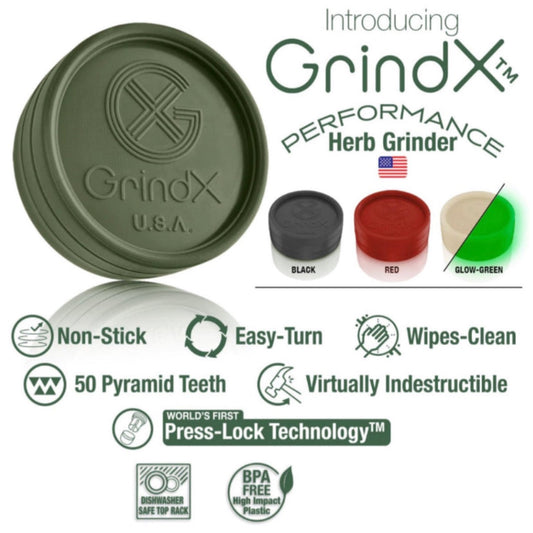 2-Piece GrindX American Made 55mm Herb Grinder - New Version - Assorted Colors [GR-X]