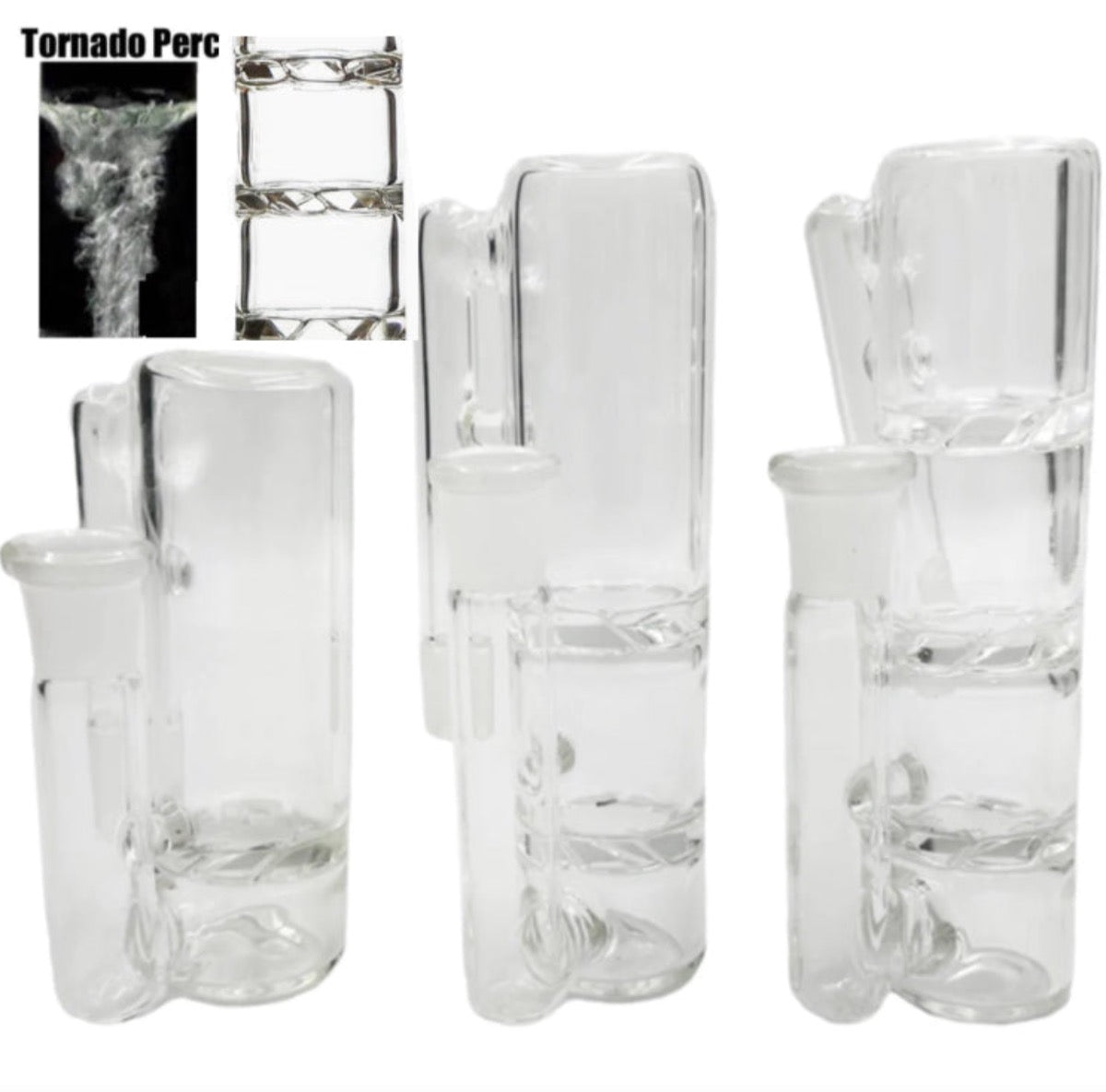 14mm Large Ash Catchers - 6 Styles: 45° or 90° w/ Single, Dual or Triple Tornado Perc’s  [AC-14T]