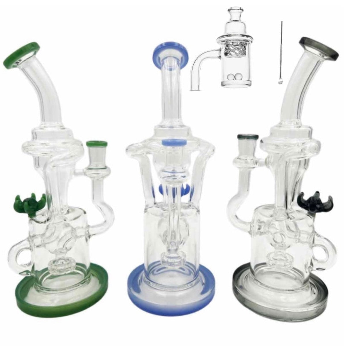 10.5" Recycler w/ Disc Perc w/ Terp Pearl Set - Assorted Colors [WP-G-230]