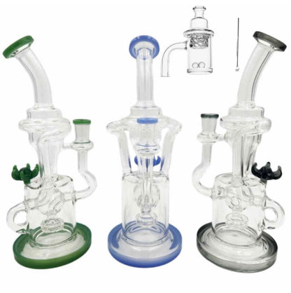 10.5" Recycler w/ Disc Perc w/ Terp Pearl Set - Assorted Colors [WP-G-230]