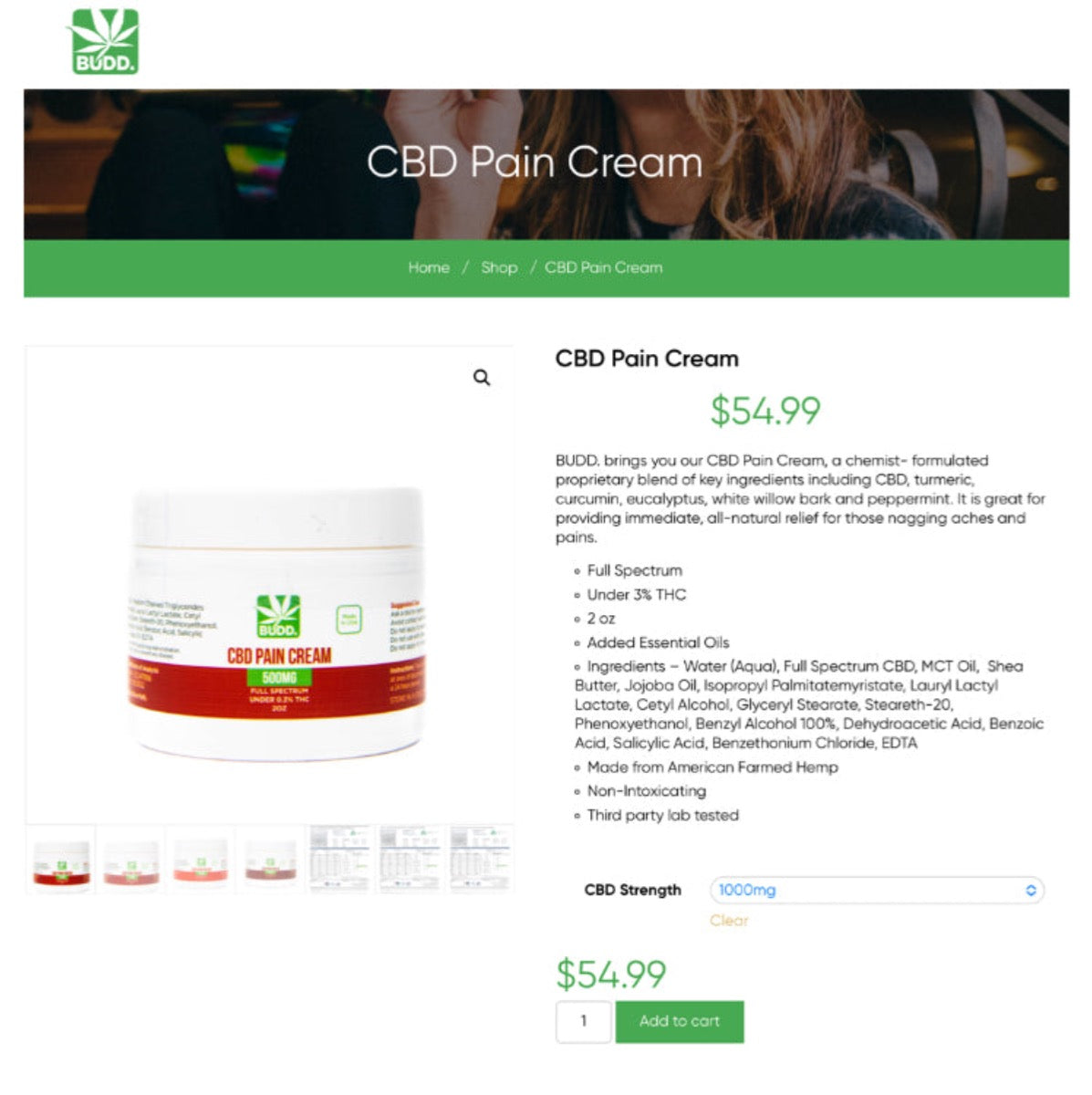 Budd. Full Spectrum Cream 1000mg [C-B-PC-1000]