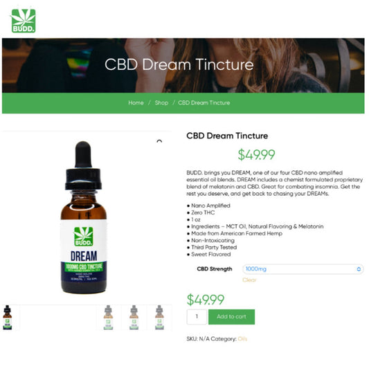 Budd. 1000mg Dream Tincture [C-B-DT-1000]