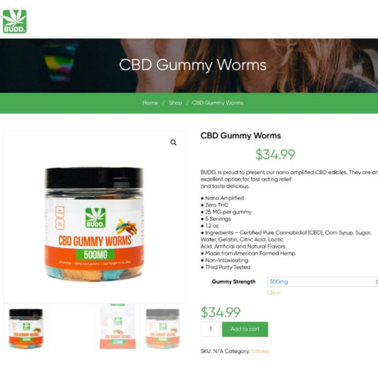 Budd. Gummy Worms 500mg [C-B-GW-500]