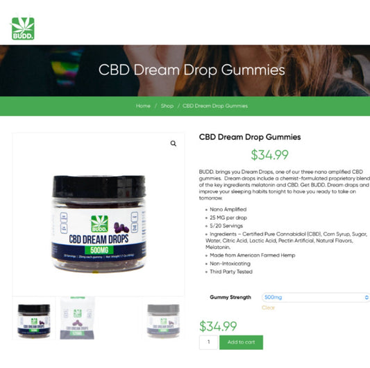 Budd. Dream Drops Gummies 500mg [C-B-DD-500]