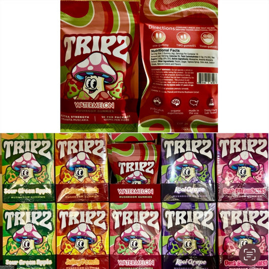 Tripz Extra Strength Magic Mushroom Gummies - THC Free - All 6 Flavors Available! [C-TZ-G]