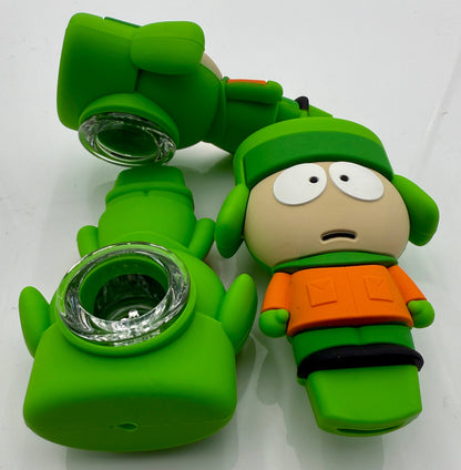 3" Silicone Character Hand Pipe w/ Glass Bowl - Assorted Styles [HP-S-183]