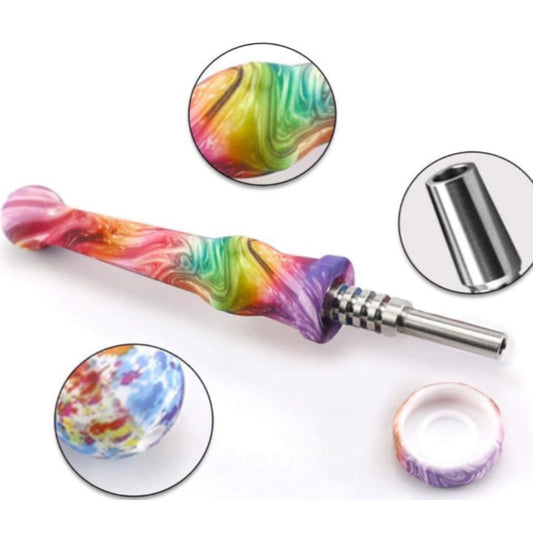 7.5" Sil. Nectar Collector Straw w/ 14mm Nail & Dab Dish - Now Over 20 Prints! [NC-S-7B]