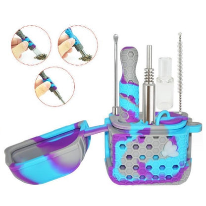 7-Item 10mm Silicone Dual-Use Set w/ Glow-In-The-Dark Bee - Now 10 Colors [NC-S-100]