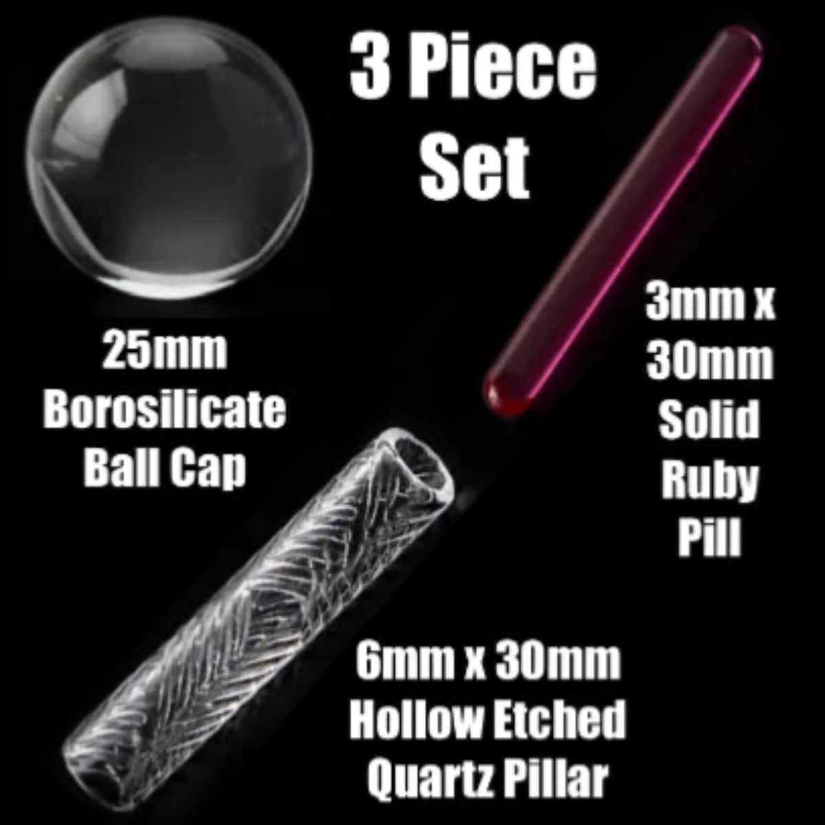 3-Piece Ball Cap, Quartz Pillar & Ruby Pill Terp Slurper Accessory Set [TSV-S24]