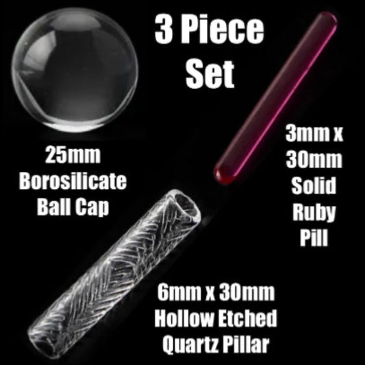 3-Piece Ball Cap, Quartz Pillar & Ruby Pill Terp Slurper Accessory Set [TSV-S24]