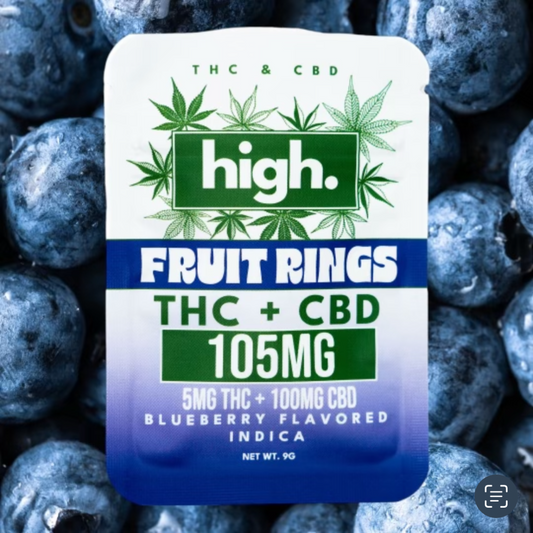 BUDD HIGH 100mg CBD & THC Gummies - Compliant (Under .03% THC) - 5 Flavors [C-B-G1]