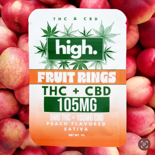 BUDD HIGH 100mg CBD & THC Gummies - Compliant (Under .03% THC) - 5 Flavors [C-B-G1]