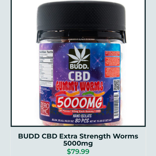 Budd. XXL Jars of Gummy Worms & Bears 5,000mg [C-B-G-5000]