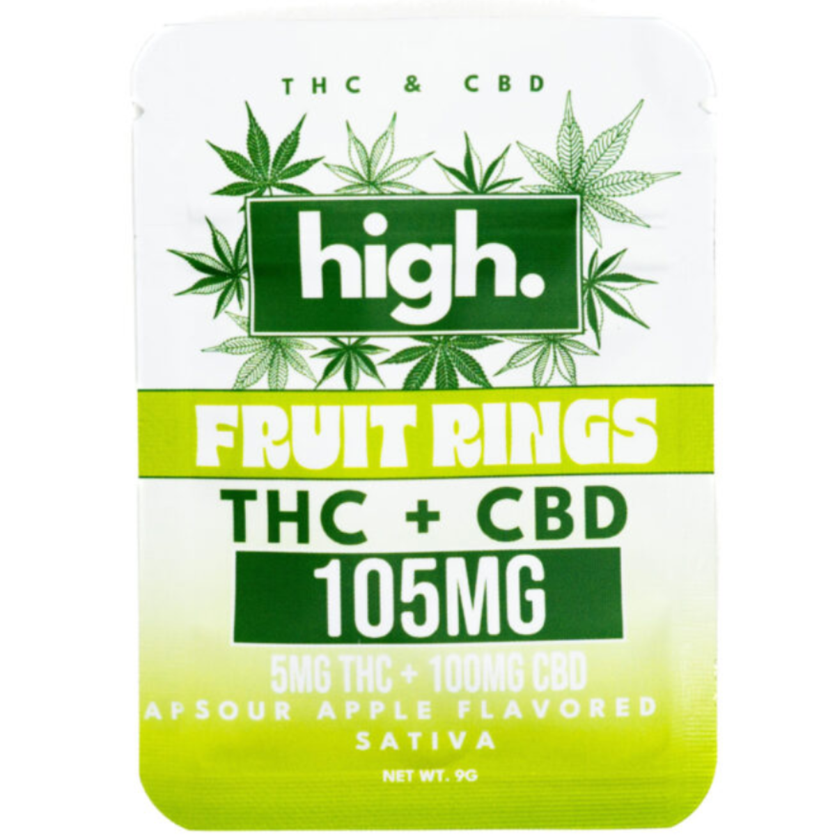 BUDD HIGH 100mg CBD & THC Gummies - Compliant (Under .03% THC) - 5 Flavors [C-B-G1]