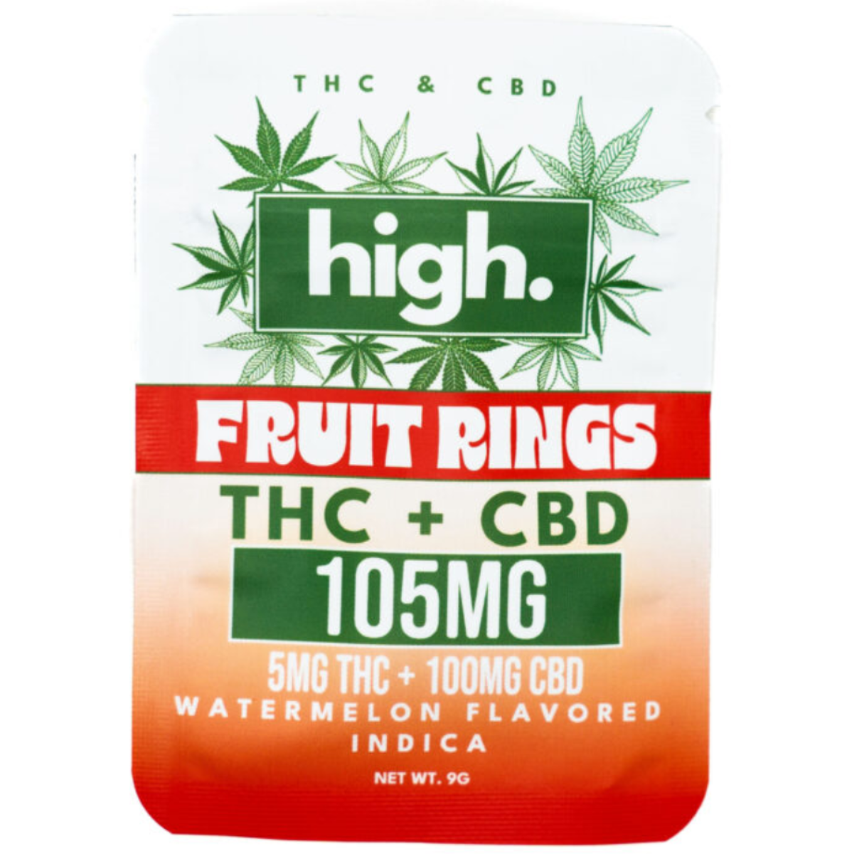 BUDD HIGH 100mg CBD & THC Gummies - Compliant (Under .03% THC) - 5 Flavors [C-B-G1]