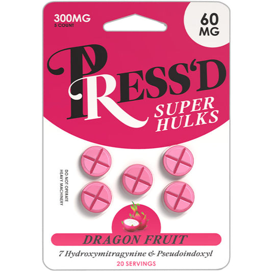 Press’d - Dragon Fruit Super Hulk 7-OH + Pseudo - 5 Ct 60mg Tabs [K-PR-60-Dragon]