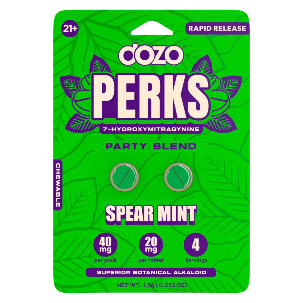 DOZO PERKS 7-OH - NEW FLAVORS! - Two or 6 Ct 20mg Tabs [K-DP-2C/6C]