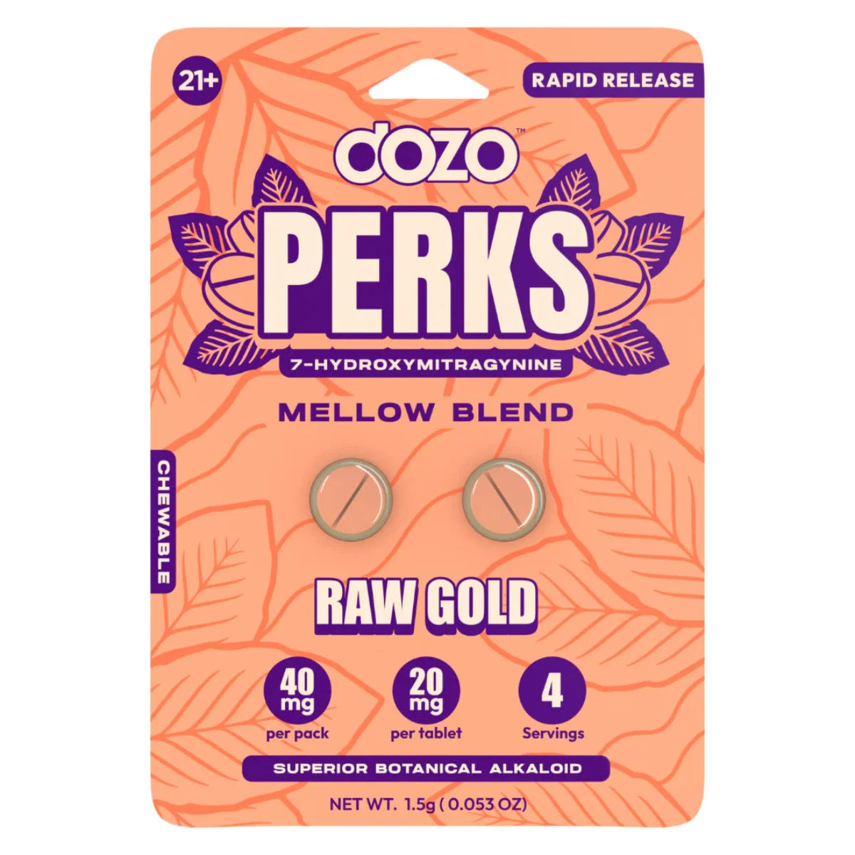DOZO PERKS 7-OH - NEW FLAVORS! - Two or 6 Ct 20mg Tabs [K-DP-2C/6C]