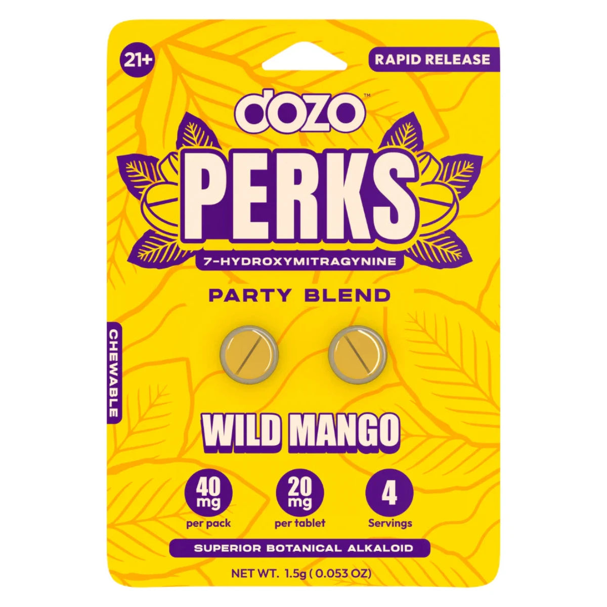 DOZO PERKS 7-OH - NEW FLAVORS! - Two or 6 Ct 20mg Tabs [K-DP-2C/6C]