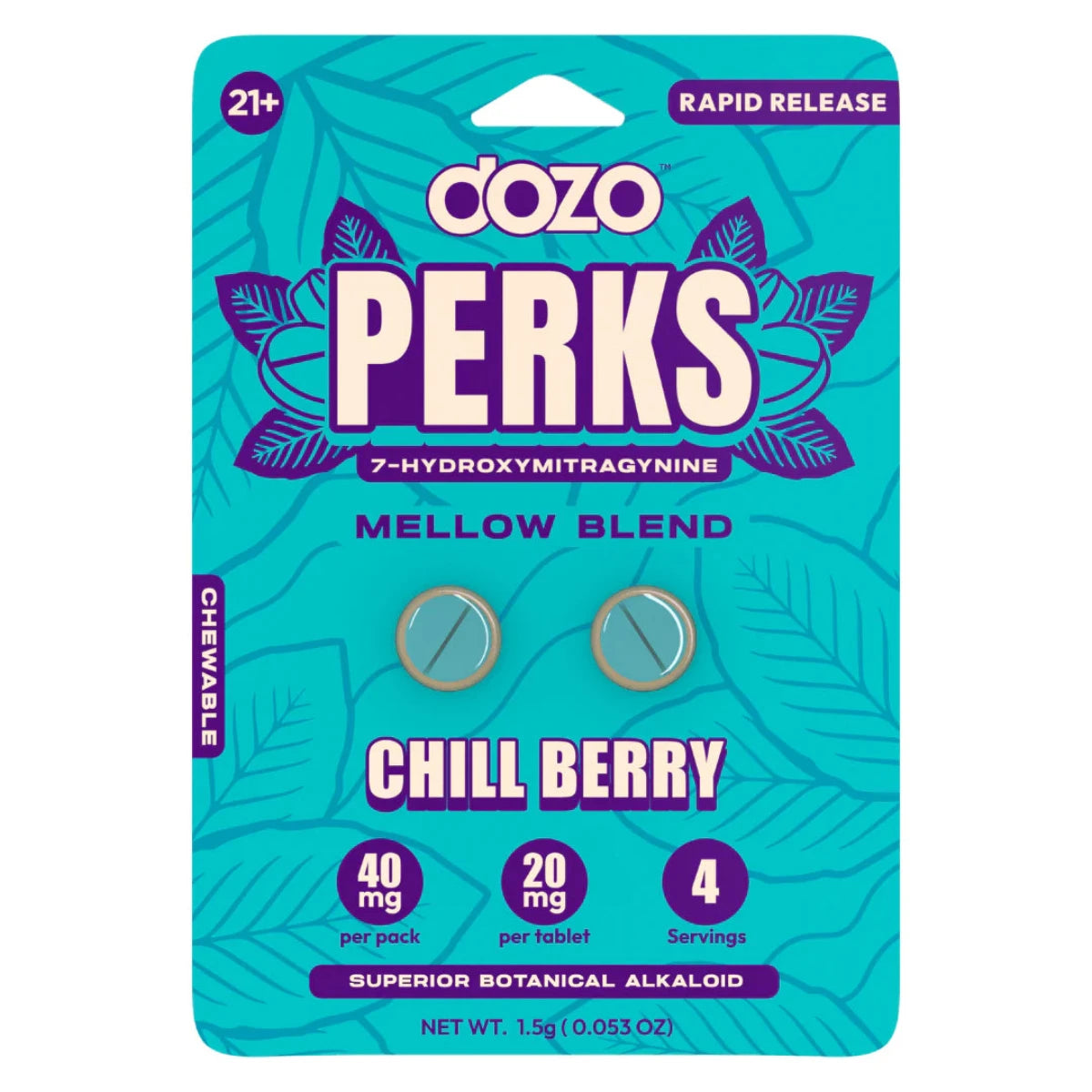 DOZO PERKS 7-OH - NEW FLAVORS! - Two or 6 Ct 20mg Tabs [K-DP-2C/6C]