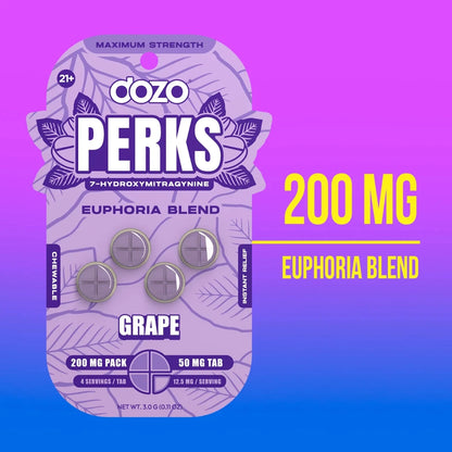 DOZO PERKS Rapid-Release 7-OH - Four 50mg Tab’s - Now 7 Flavors! [K-DP-4C]