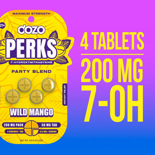 DOZO PERKS Rapid-Release 7-OH - Four 50mg Tab’s - 7 Flavors [K-DP-4C]