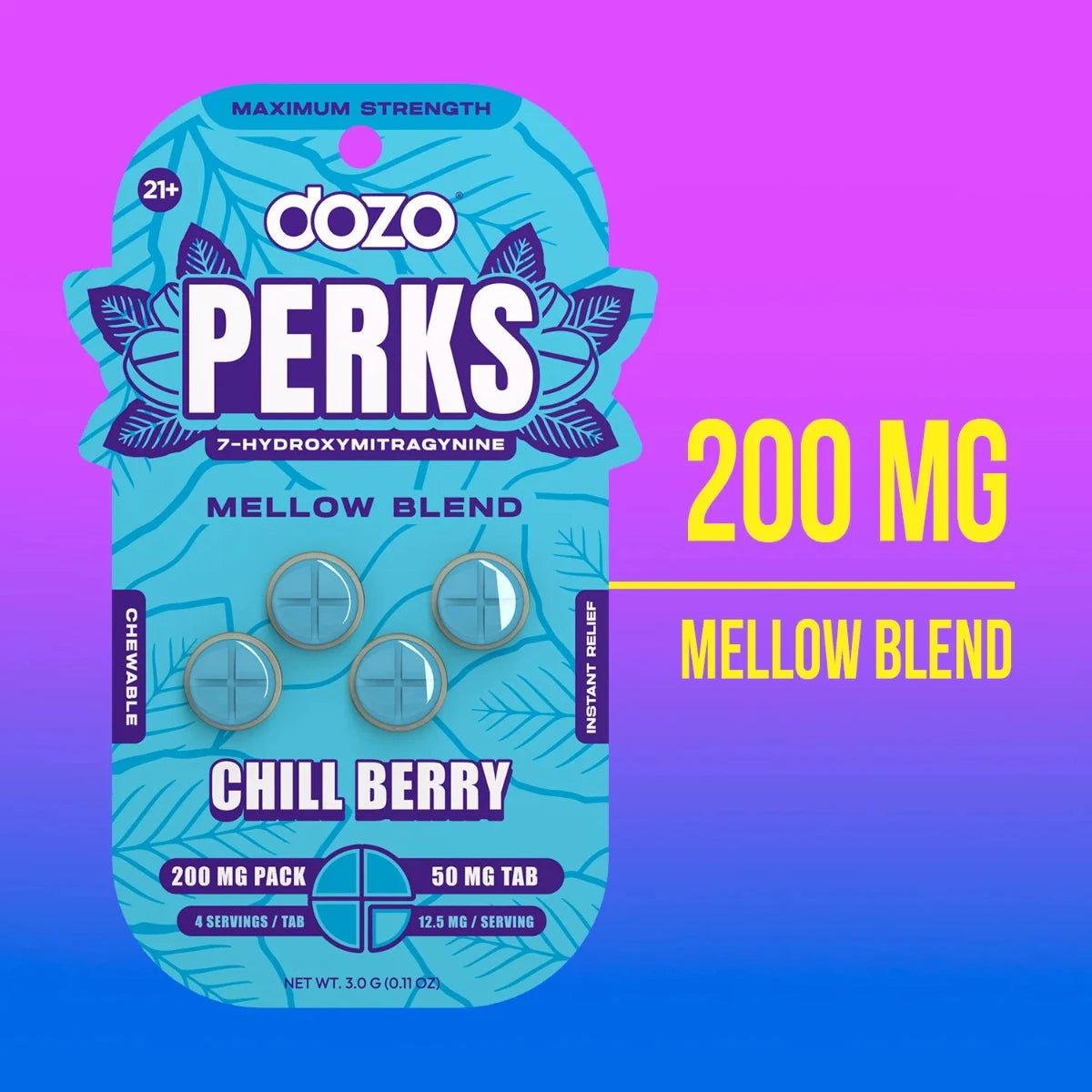DOZO PERKS Rapid-Release 7-OH - Four 50mg Tab’s - Now 7 Flavors! [K-DP-4C]