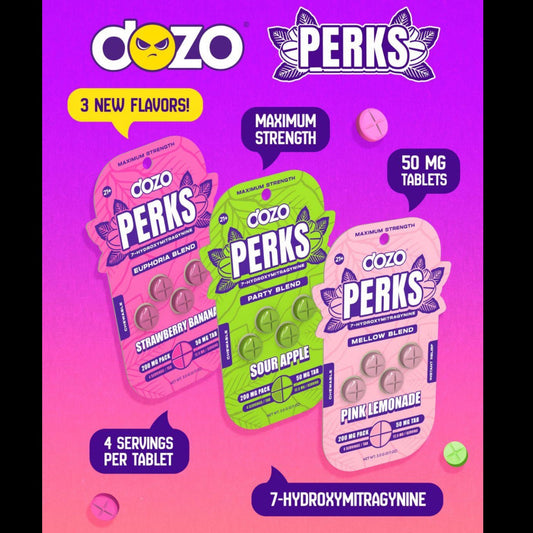 DOZO PERKS Rapid-Release 7-OH - Four 50mg Tab’s - Now 7 Flavors! [K-DP-4C]