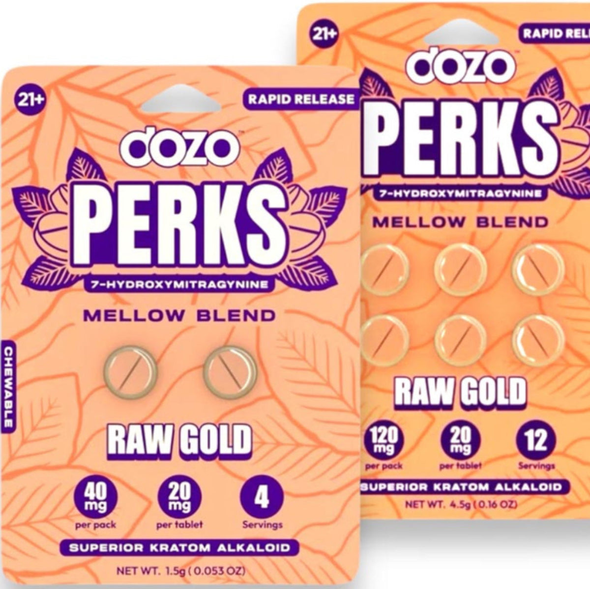 DOZO PERKS 7-OH - NEW FLAVORS! - Two or 6 Ct 20mg Tabs [K-DP-2C/6C]