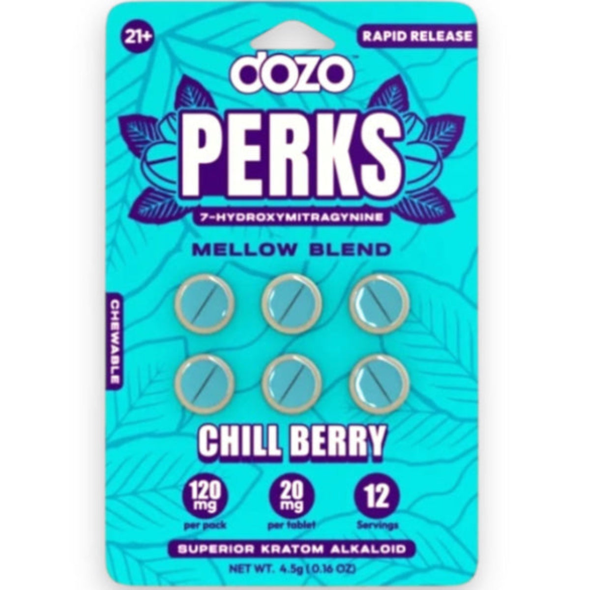 DOZO PERKS 7-OH - NEW FLAVORS! - Two or 6 Ct 20mg Tabs [K-DP-2C/6C]