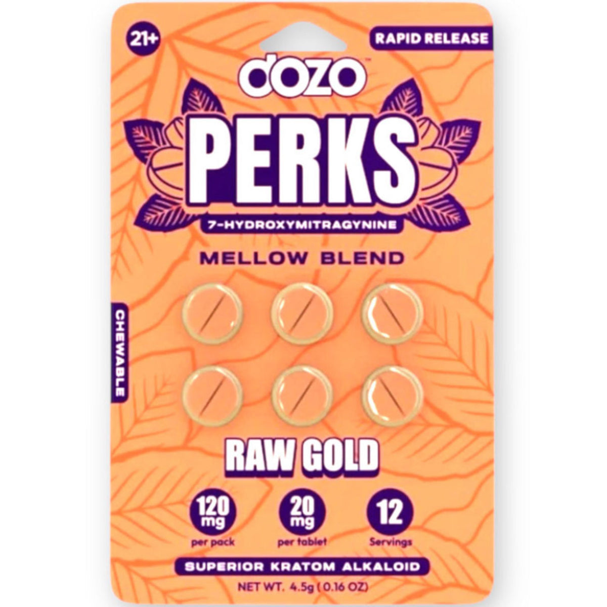 DOZO PERKS 7-OH - NEW FLAVORS! - Two or 6 Ct 20mg Tabs [K-DP-2C/6C]