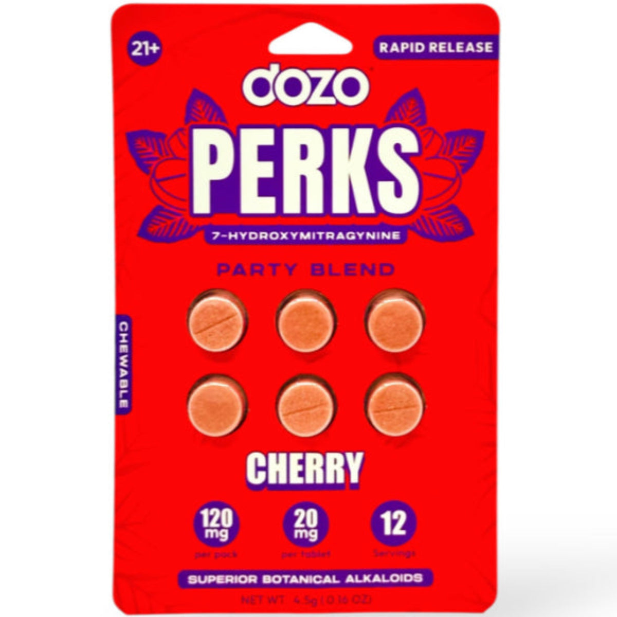 DOZO PERKS 7-OH - NEW FLAVORS! - Two or 6 Ct 20mg Tabs [K-DP-2C/6C]