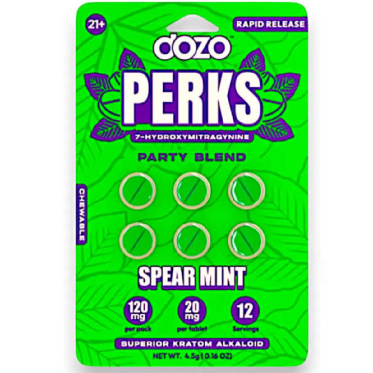 DOZO PERKS 7-OH - NEW FLAVORS! - Two or 6 Ct 20mg Tabs [K-DP-2C/6C]
