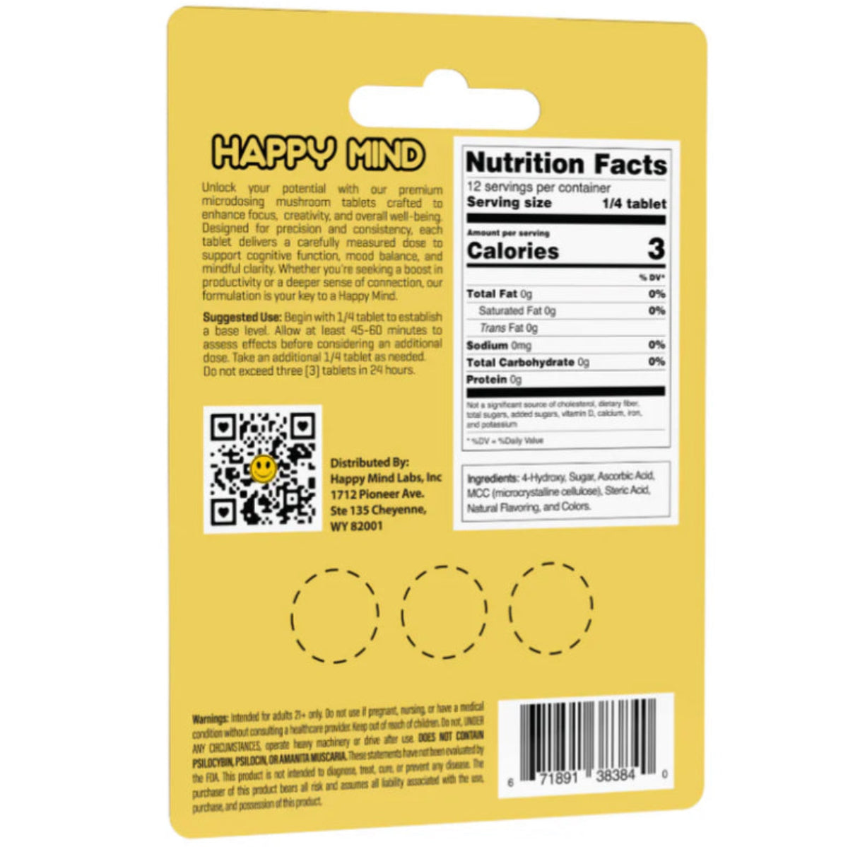HAPPY MIND 4-HO/DET Microdosing Tabs - Dr. Albert Hoffman's Original Formula [K-HM-3]