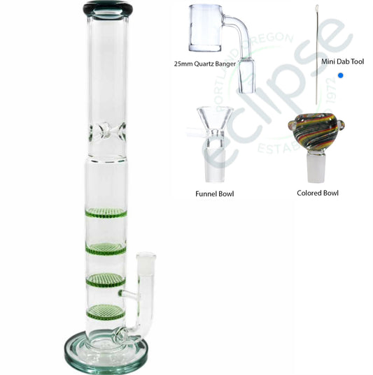 16"-17” Straight Tube w/ Quadruple Honeycomb Perc's - Assorted Colors [WP-G-286]