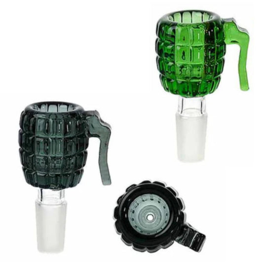 14mm XL Glass Grenade Bowl w/ Handle - 2 Colors [GB-58]