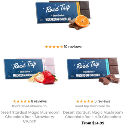Road Trip Extra Strength Magic Mushroom Chocolates - THC Free - Now 4 Flavors! [C-RT-C]