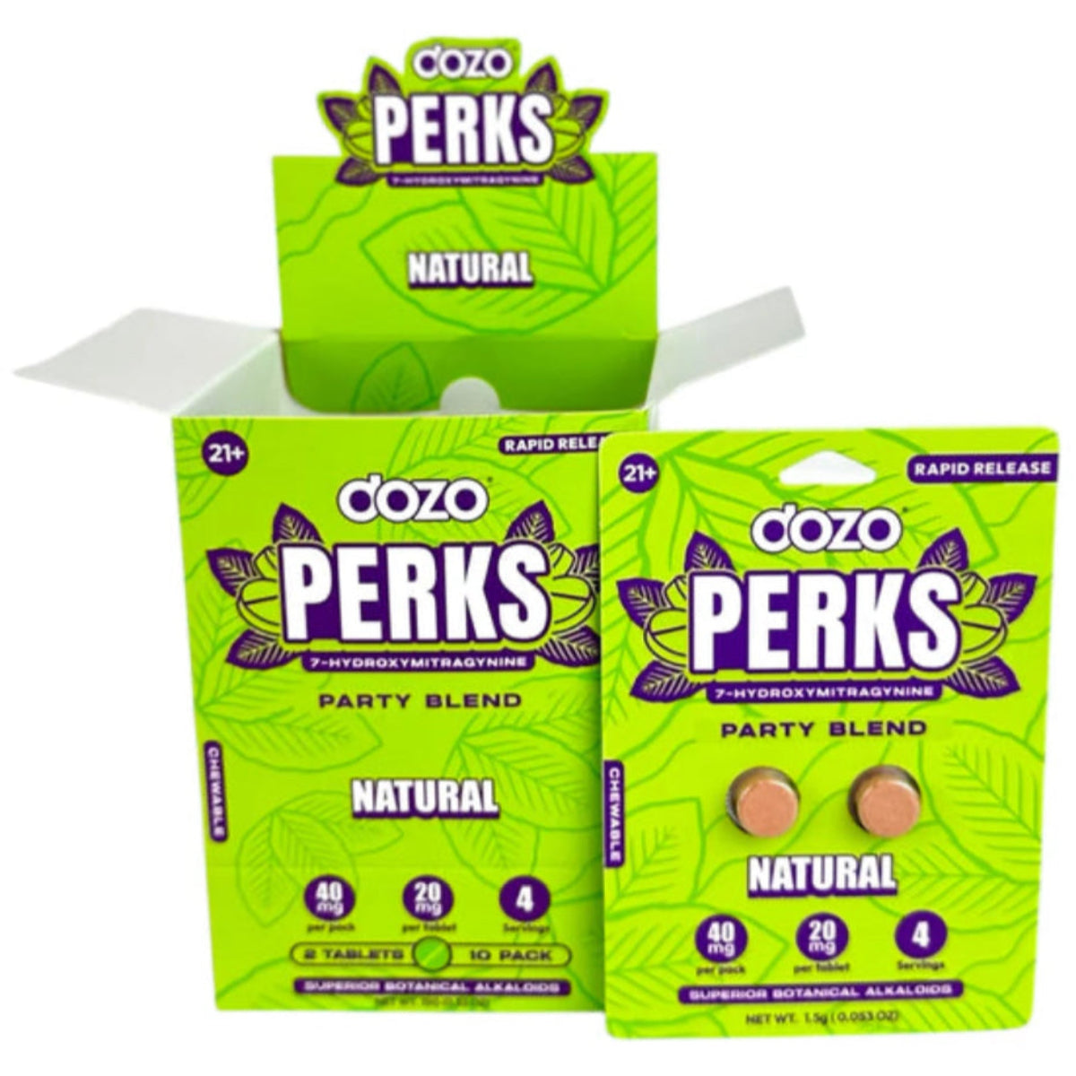 DOZO PERKS 7-OH - NEW FLAVORS! - Two or 6 Ct 20mg Tabs [K-DP-2C/6C]