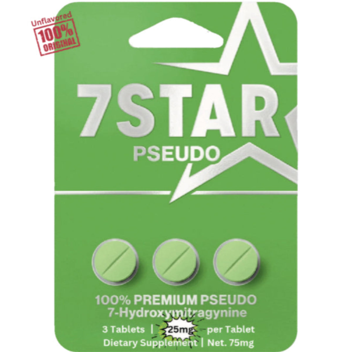 7 Star Pseudo PLUS 7-Hydroxymitragynine Extract - Three 25mg Tab’s [K-7*P-3C]