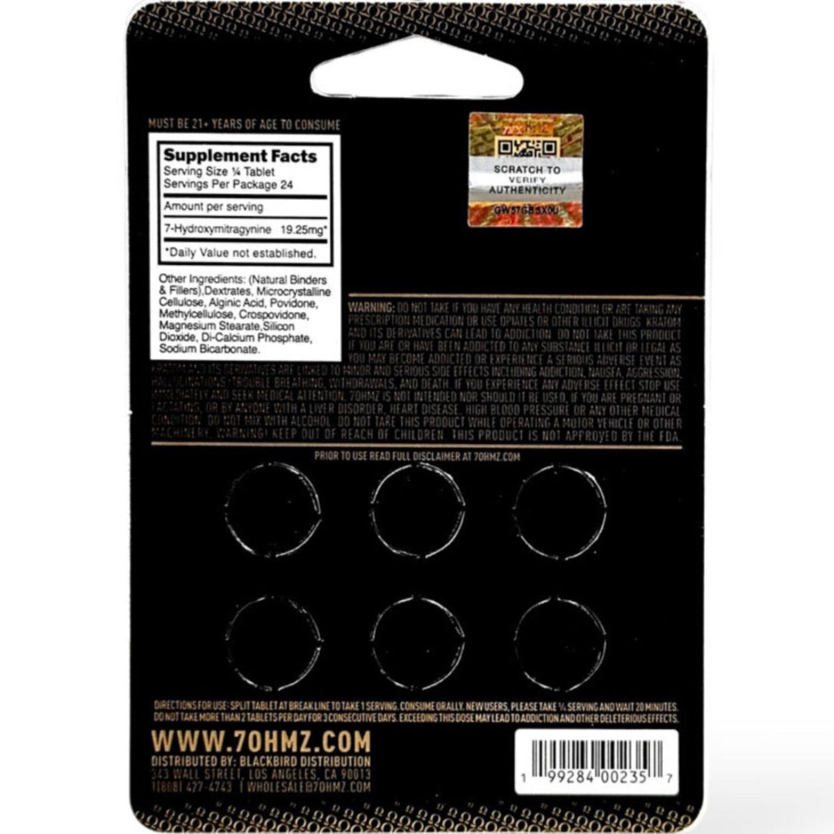 NEW 7Ohmz 7-OH - 77mg Black Label Max Strength Formula - 6 Ct Tabs [K-7O-77]